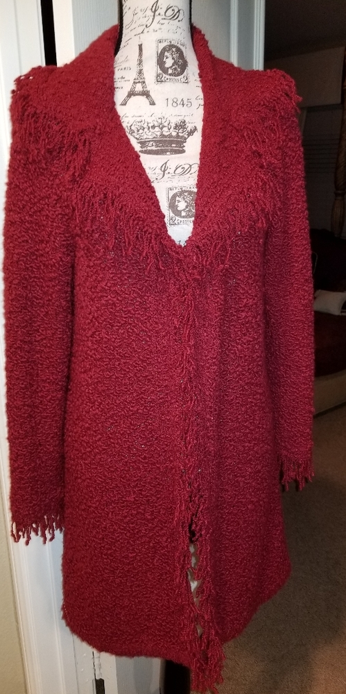 Karen Scott Sport Deep Red Sweater Jacket